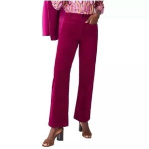 J. McLaughlin Braylee Velvet Pants Fuschia Pink Size 10 High Rise Straight Leg